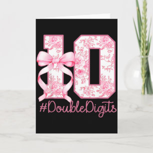 Födelsedagsflicka 10 år rosa Coquette Bow 10 år ga Kort
