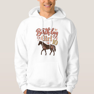 Födelsedagsflicka 10 Häst Blommig Vektor Design_1 Hoodie