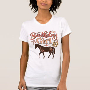 Födelsedagsflicka 10 Häst Blommig Vektor Design_1 T Shirt