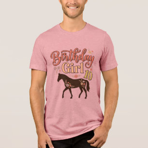 Födelsedagsflicka 10 Häst Blommig Vektor Design_1 T Shirt