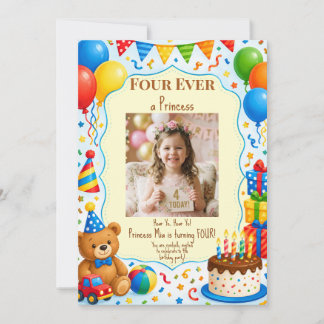 Födelsedagsflicka 4 år Foto Fyr Ever en Prinsessa Inbjudningar