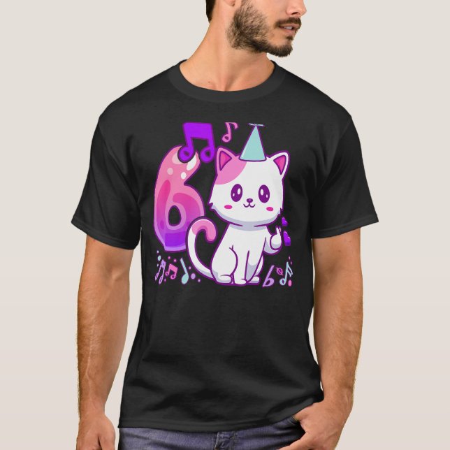 Födelsedagsflicka 6 år, K-pop-finger hjärta, kit T Shirt (Framsida)
