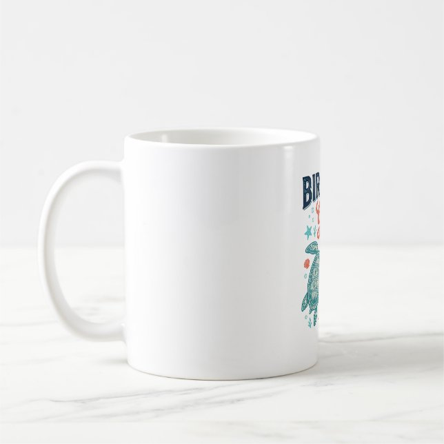 Födelsedagsflicka 6 Havssköldpadda Vektordesign_1 Kaffemugg (Vänster)
