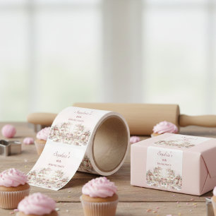 Födelsedagsflicka Bakfest Mjuk Pastell Cupcakes Fyrkantigt Klistermärke