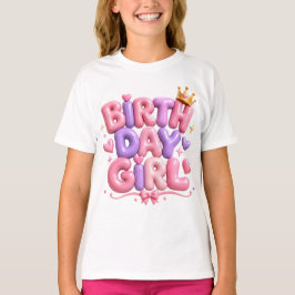 Födelsedagsflicka Ballongbokstäver PNG | Söt Rosa  T Shirt
