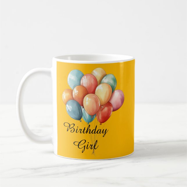 Födelsedagsflicka Färgglada Ballonger   Kaffemugg (Vänster)