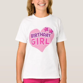 Födelsedagsflicka Hjärtan & Stjärnor T-Shirt – Söt