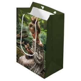 Födelsedagsflicka med ekorre i skogen