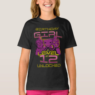 Födelsedagsflicka Nivå 12 Upplåst Video Game T-Shi T Shirt