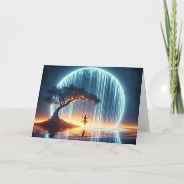 Födelsedagsflicka på gång i Måne Kort (Framsida)