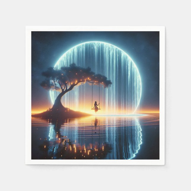 Födelsedagsflicka på gång i Måne Pappersservett (Framsidan)