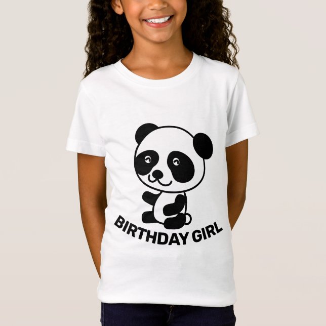 FÖDELSEDAGSFlicka PANDA BJÖRN T-shirts (Framsida)