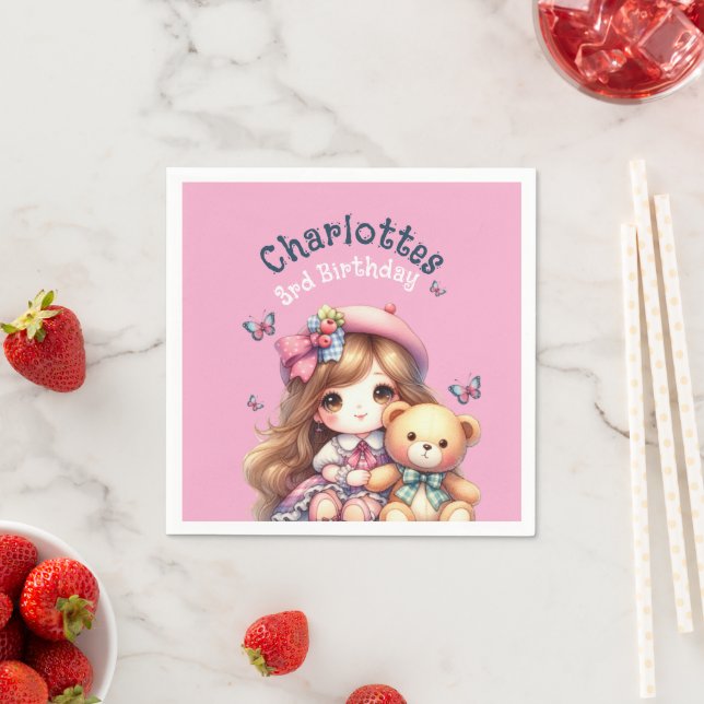 Födelsedagsflicka Personlig Pappers Tallrik Pappersservett (Insitu)