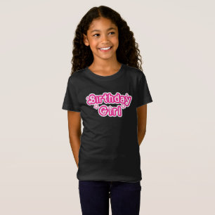 Födelsedagsflicka Rosa & Vit Med Stjärnor T Shirt