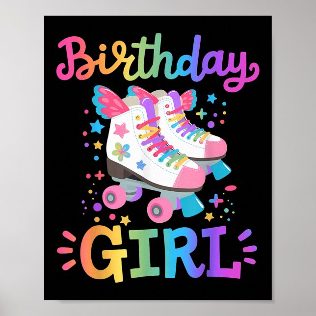 Födelsedagsflicka rullskridskor rullskridskoåkare  poster (Framsidan)
