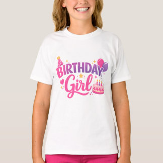 Födelsedagsflicka Söt Partydesign Barn Födelsedags T Shirt