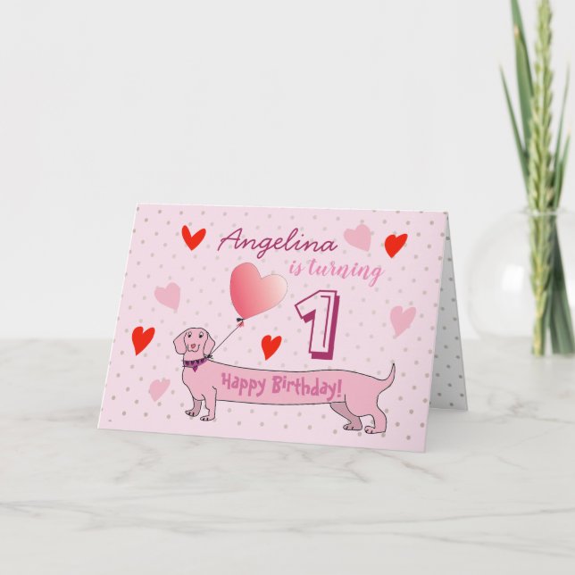 Födelsedagsflicka söt rosa valp inbjudan (Framsida)