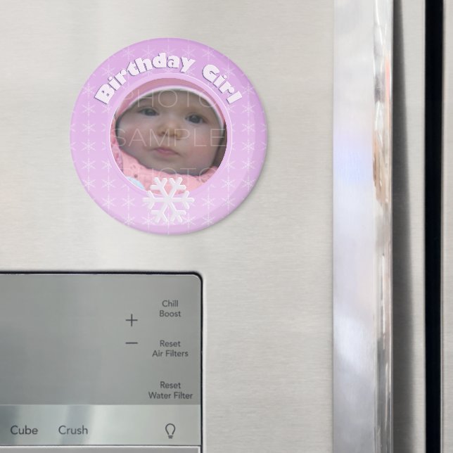 Födelsedagsflicka Vinter Onederland Rosa Anpassad  Magnet (In Situ (Fridge))