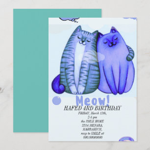 födelsedagsflickor, kattflickor katter kattungad s inbjudningar