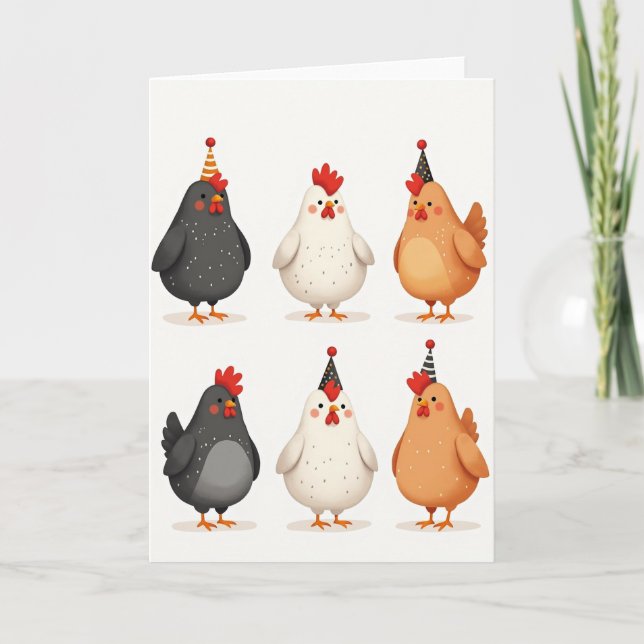 Födelsedagsfödelsedagskort för fester med fowl kort (Framsida)
