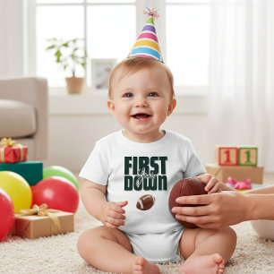 Födelsedagsfotboll Första Året Grön Design T Shirt