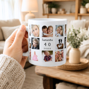 Födelsedagsfoto collage vit svart kaffemugg