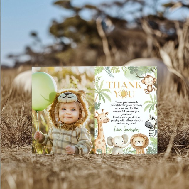 Födelsedagsfoto på savannens djur tack kort (Skapare uppladdad)