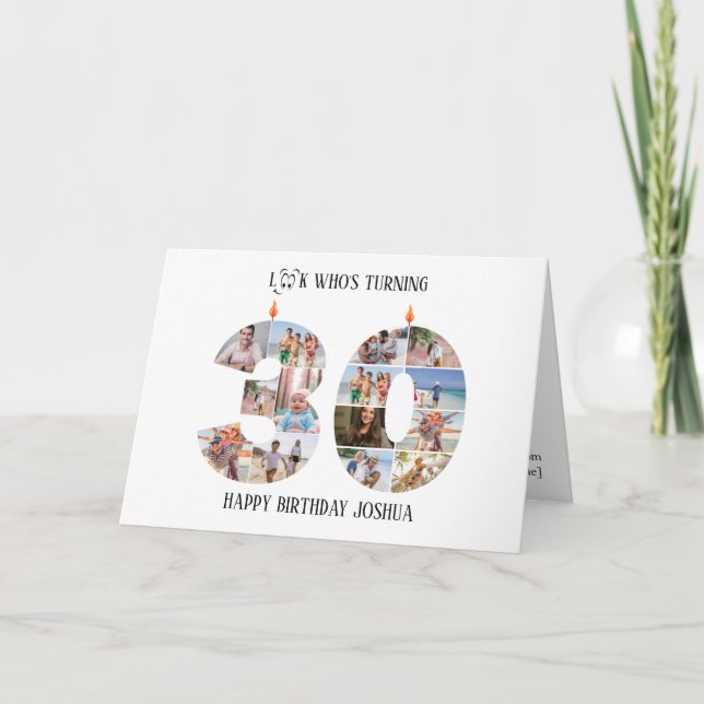 Födelsedagsfotokort för 30-årsdag tack kort (Framsida)