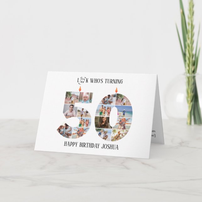 Födelsedagsfotokort för 50-årsdag tack kort (Framsida)