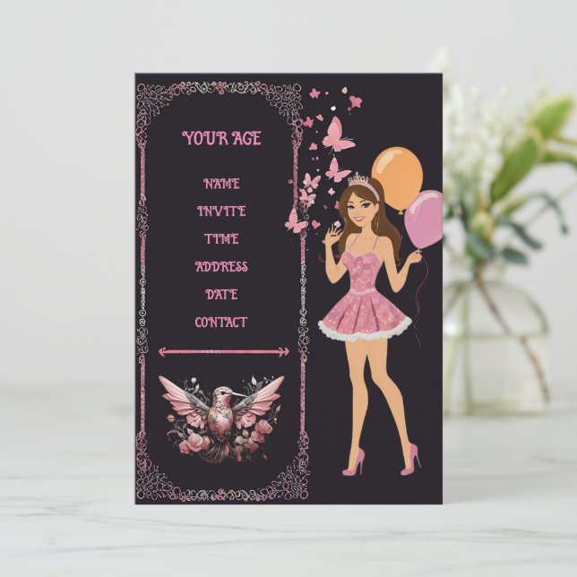 Födelsedagsfotomal som du kan anpassa helt  inbjudningar (Stående Fram)