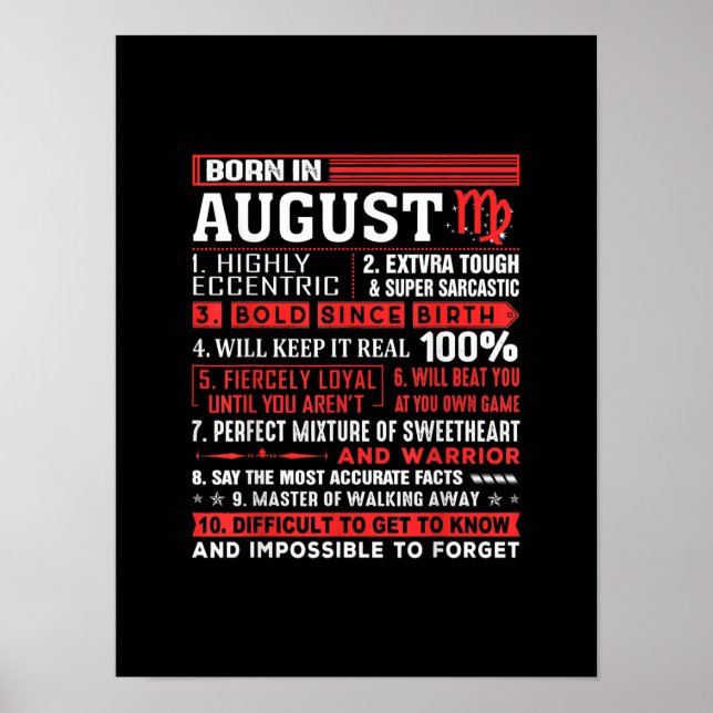 Födelsedagsgåvor i augusti - född i augusti Våg Poster (Framsidan)
