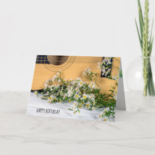 Födelsedagsgitarr med vilda blommor kort
