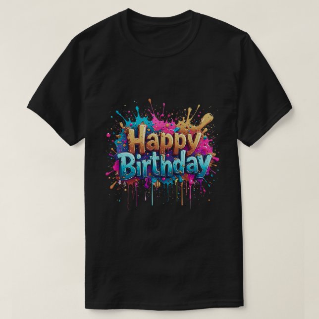 Födelsedagsglädje – Färgglada Lycka Till Födelseda T Shirt (Design framsida)