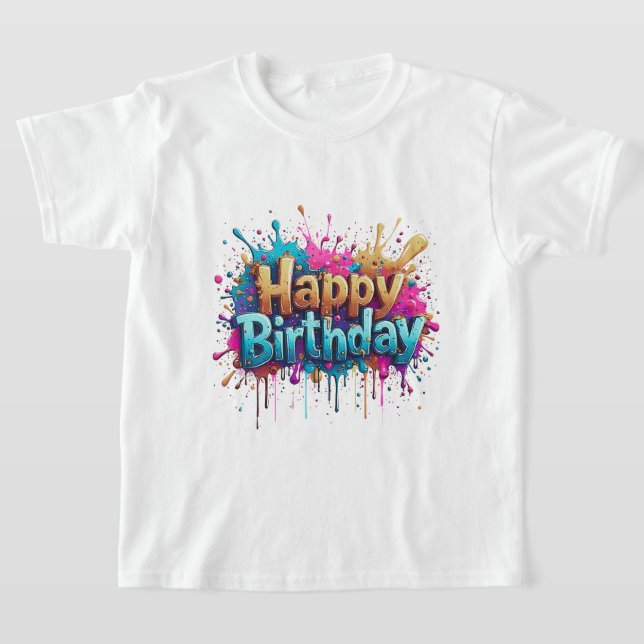 Födelsedagsglädje – Färgglada Lycka Till Födelseda T Shirt (Laydown)