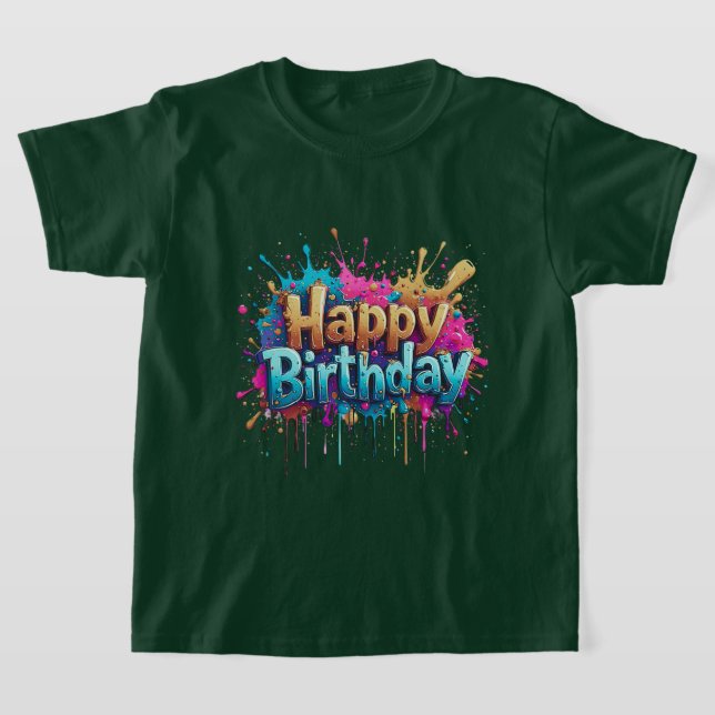 Födelsedagsglädje – Färgglada Lycka Till Födelseda T Shirt (Laydown)