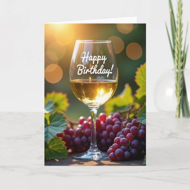 Födelsedagsglas Kort i Guld Hour (Framsida)