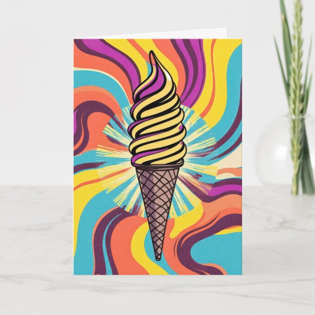 Födelsedagsglasskon Psychedelic Pop Art Kort (Framsida)
