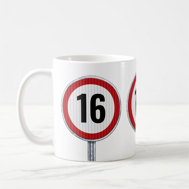 Födelsedagsgräns 16 år kaffemugg (Vänster)