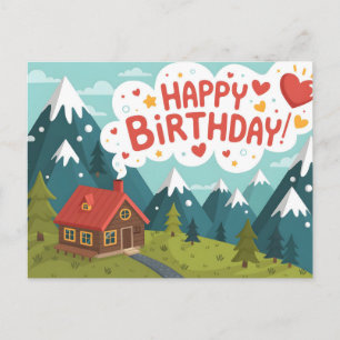 Födelsedagsgratulation "Happy Birthday" för stuga Vykort