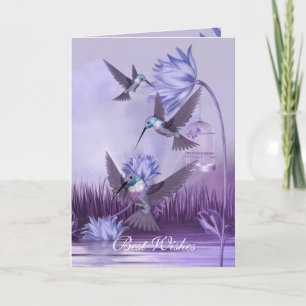 Födelsedagsgratulationer kolibrer lilafärgade koli kort