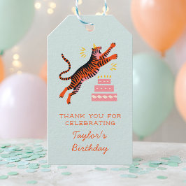 Födelsedagsgratulationer Party Animals Tiger Kids Presentetikett