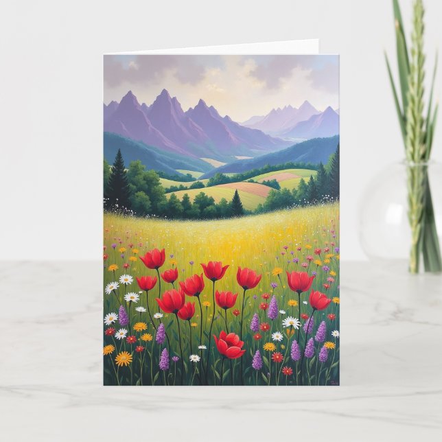 Födelsedagsgratulationskort för bergsäng kort (Framsida)