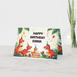 Födelsedagsgratulationskort för dinosaurier – Roll Kort