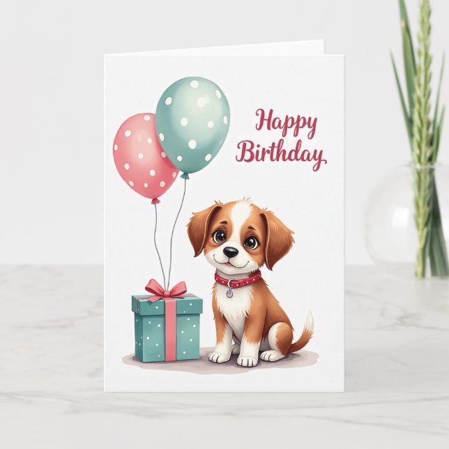 Födelsedagsgratulationskort för hund med festlig d kort (Framsida)