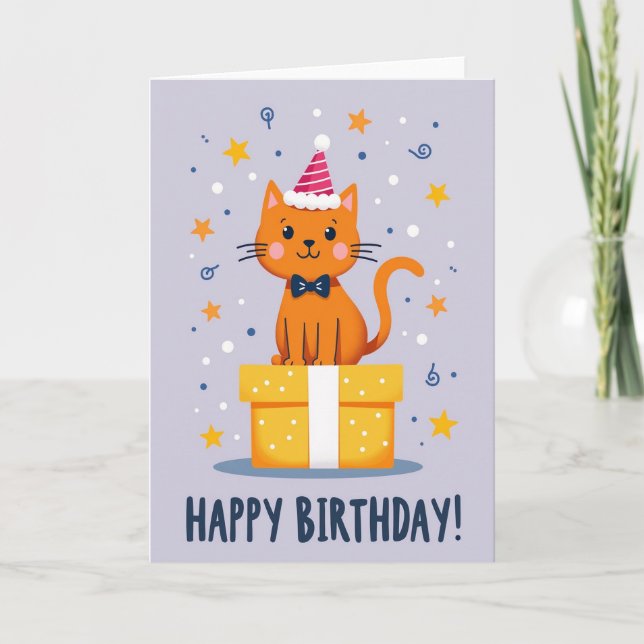 Födelsedagsgratulationskort för katt kort (Framsida)