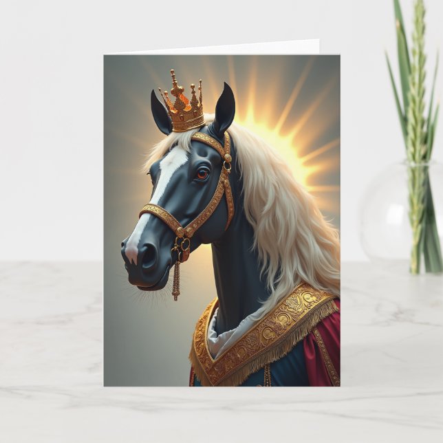 Födelsedagsgratulationskort för Kronad Hingst Kort (Framsida)