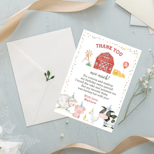 Födelsedagsgratulationskort för lantbrukets djur tack kort (Skapare uppladdad)