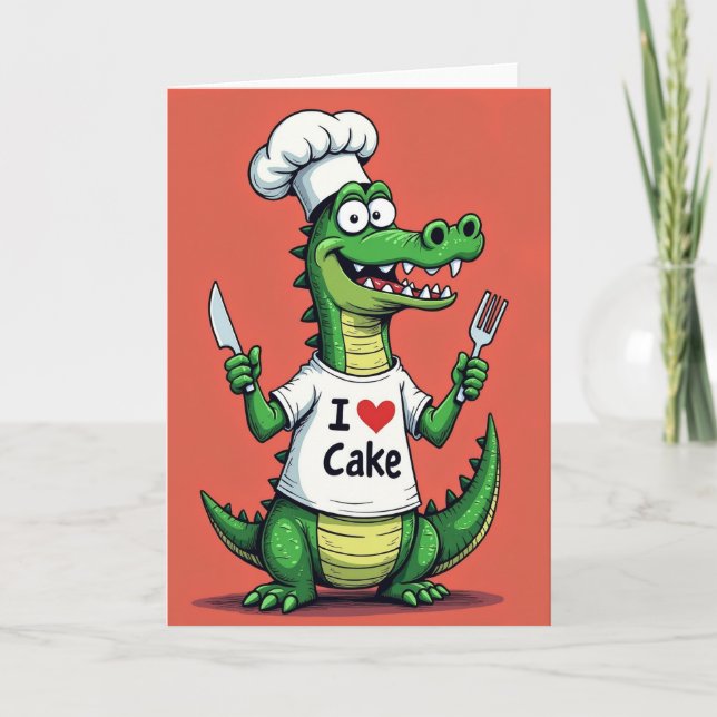Födelsedagsgratulationskort för reptil-kock kort (Framsida)