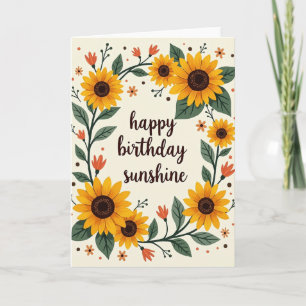 Födelsedagsgratulationskort med blomsterkrans kort