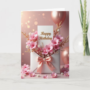 Födelsedagsgratulationskort med rosa persikobåge kort